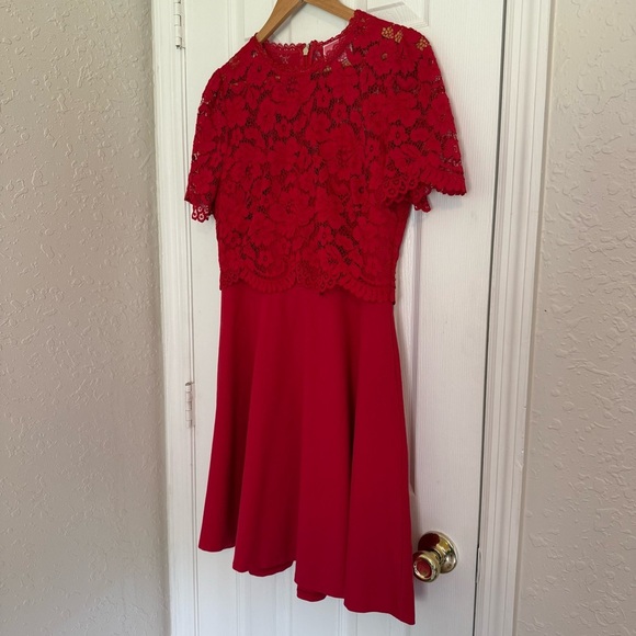 Kate Spade New York Rose Lace Bodice Ponte Dress Red Size 8 - Picture 2 of 16